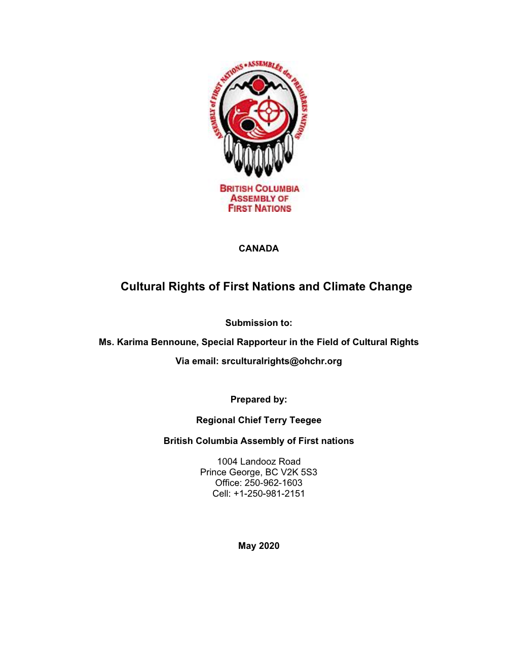 Cultural Rights of First Nations and Climate Change