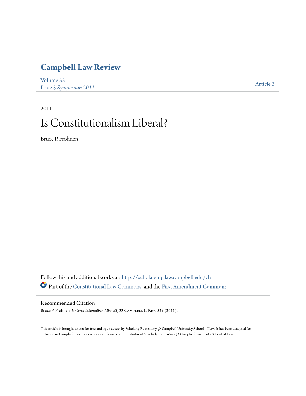 Is Constitutionalism Liberal? Bruce P