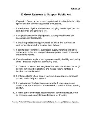 10 Great Reasons to Support Public Art