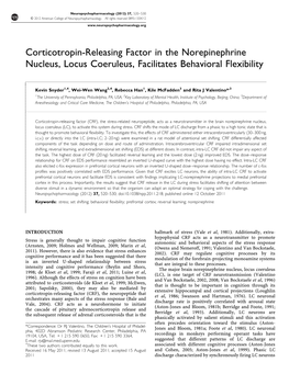 Corticotropin-Releasing Factor in the Norepinephrine Nucleus, Locus Coeruleus, Facilitates Behavioral Flexibility