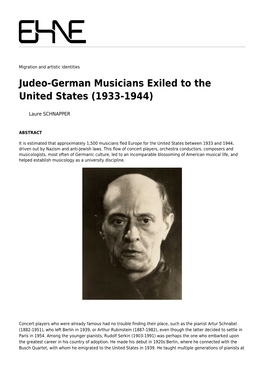 Judeo-German Musicians Exiled to the United States (1933-1944)
