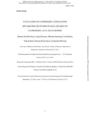 Evaluation of Clopidogrel Conjugation
