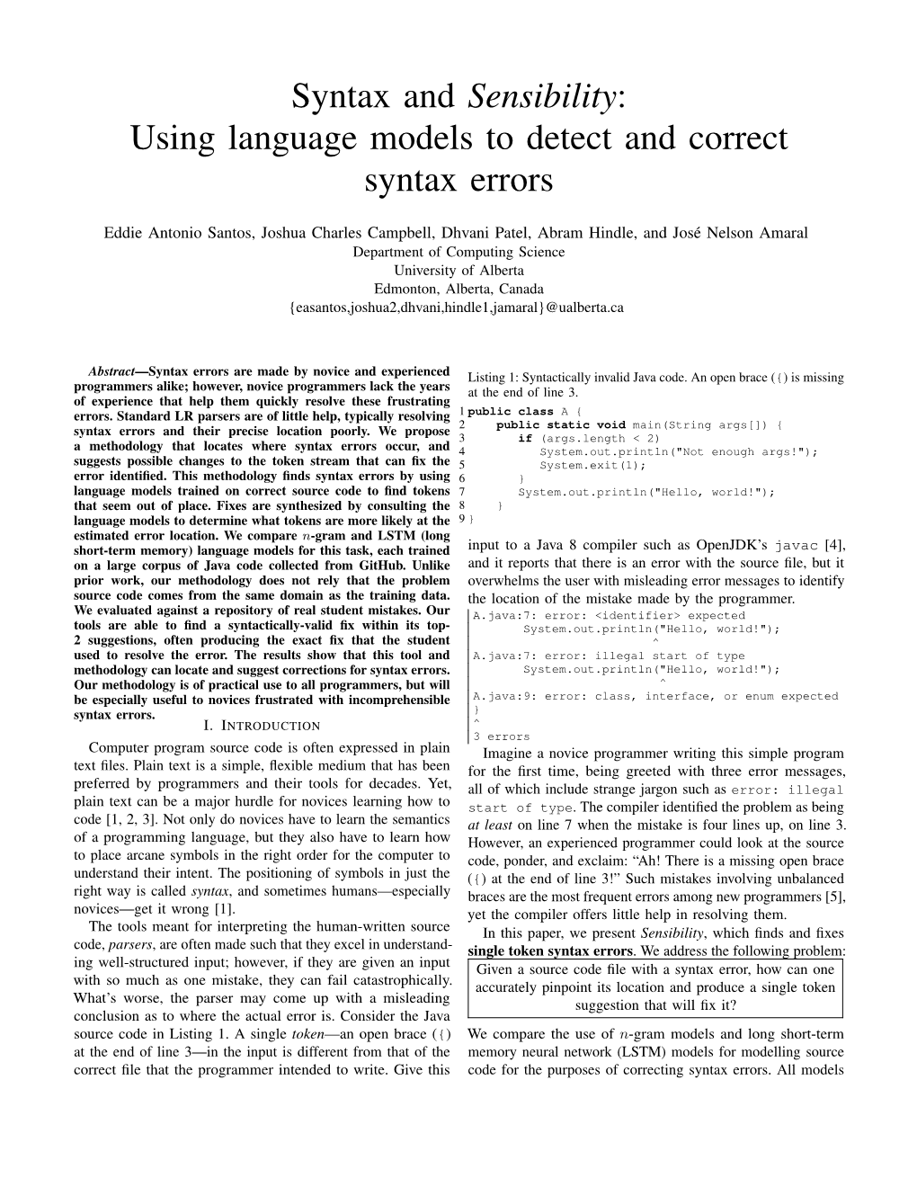 Using Language Models to Detect and Correct Syntax Errors