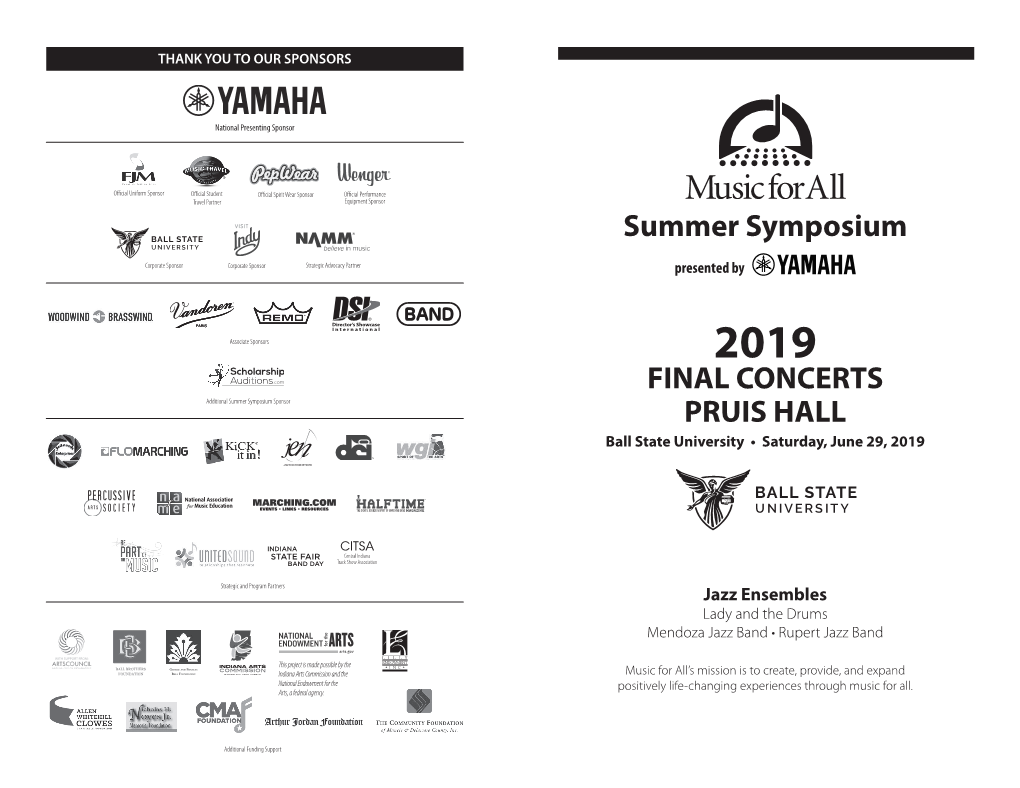 Summer Symposium FINAL CONCERTS PRUIS HALL