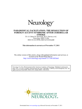 Stroke Foreign Accent Syndrome After