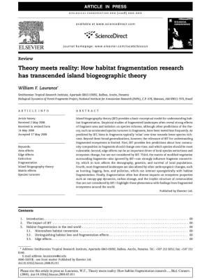 Theory Meets Reality: How Habitat Fragmentation Research Has Transcended Island Biogeographic Theory