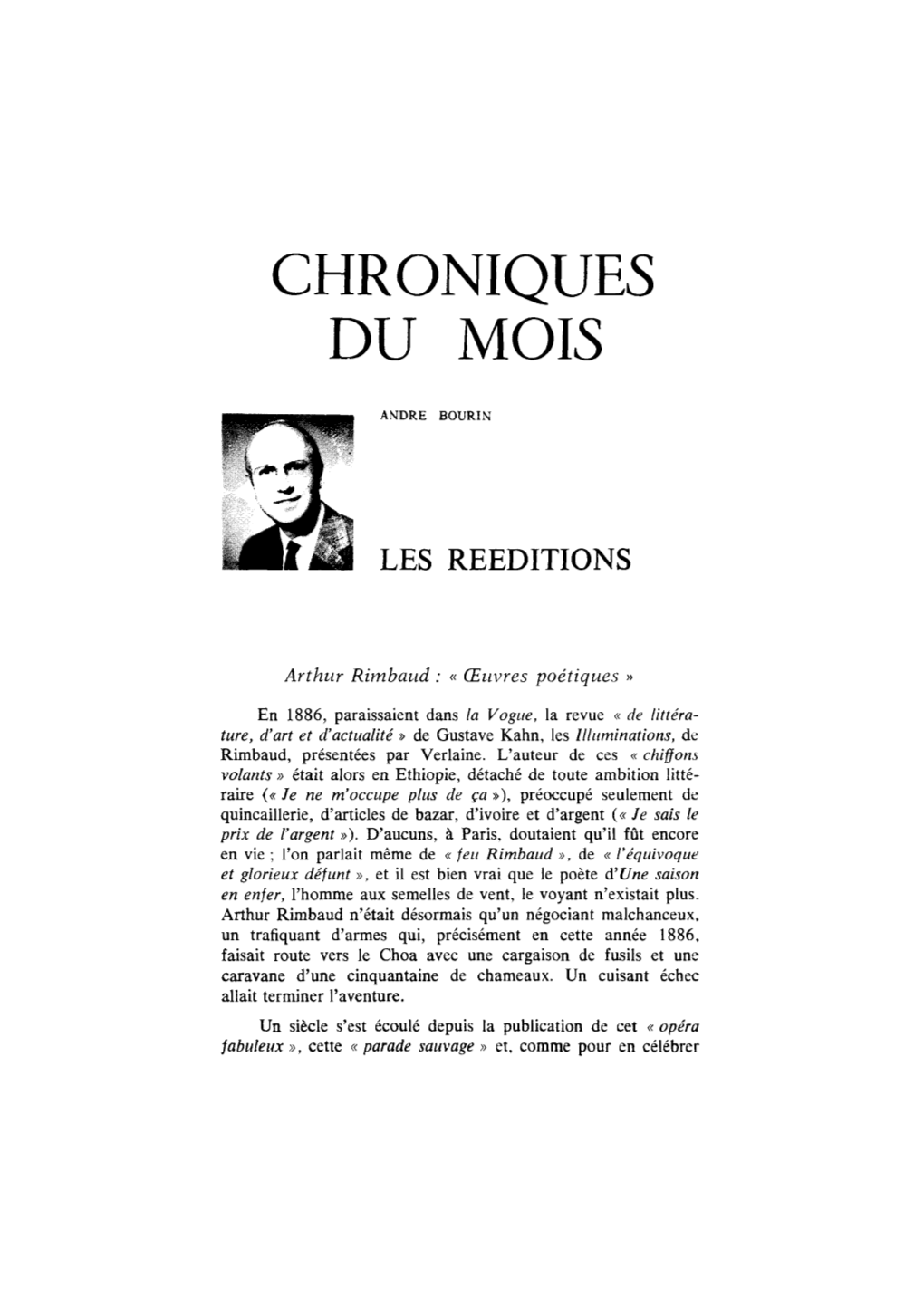 Chroniques Du Mois