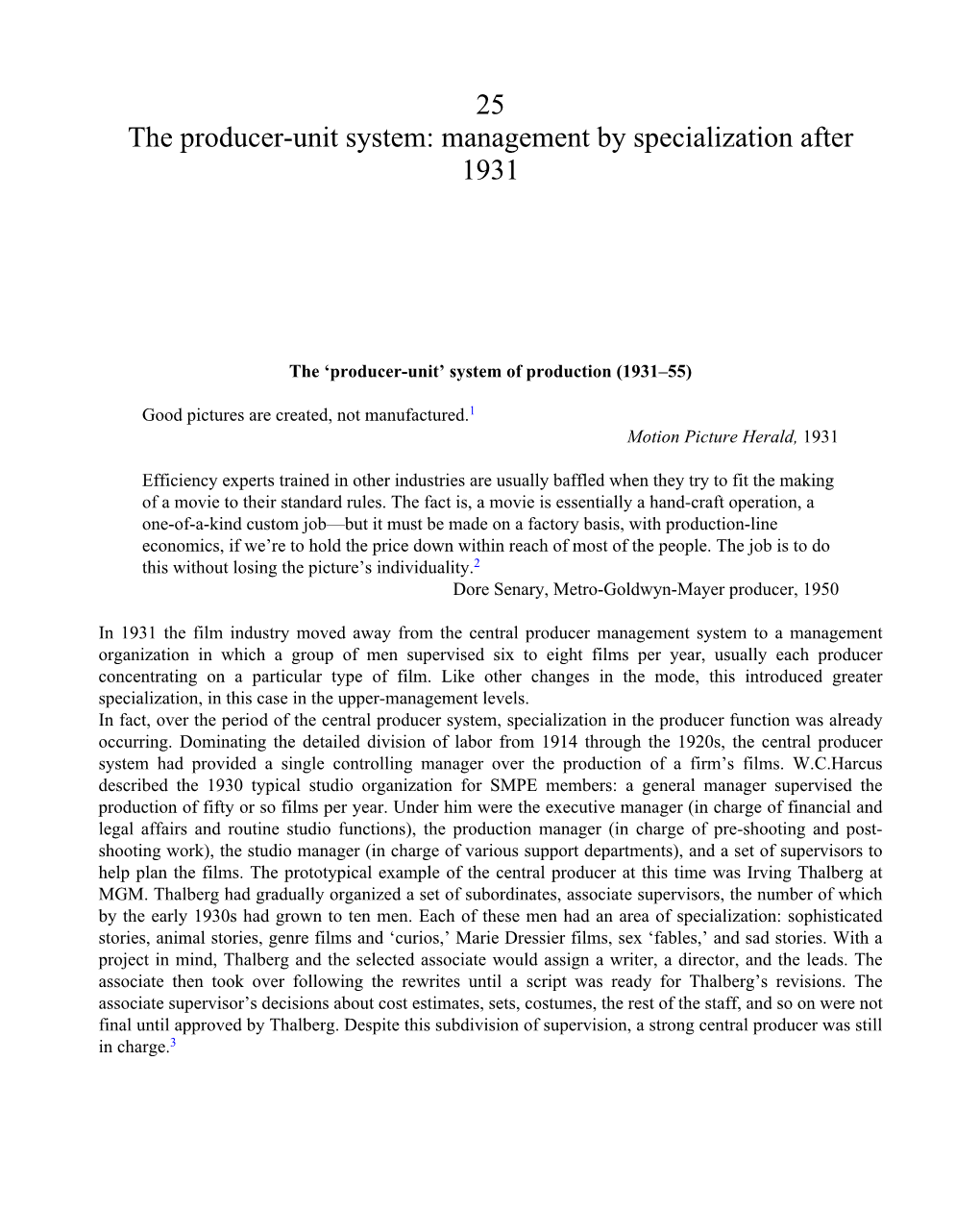 25 the Producer-Unit System: Management by Specialization After 1931