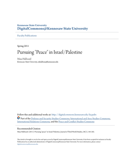 In Israel/Palestine Maia Hallward Kennesaw State University, Mhallwar@Kennesaw.Edu