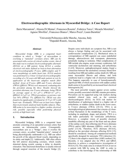 Electrocardiographic Alternans in Myocardial Bridge: a Case Report