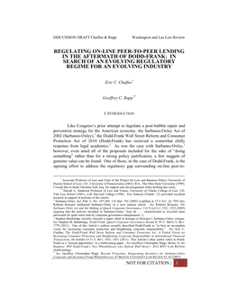 Regulating On-Line Peer-To-Peer Lending in the Aftermath of Dodd-Frank: in Search of an Evolving Regulatory Regime for an Evolving Industry