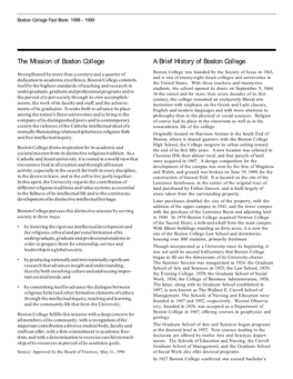 Mission, History, Chronology of Boston College