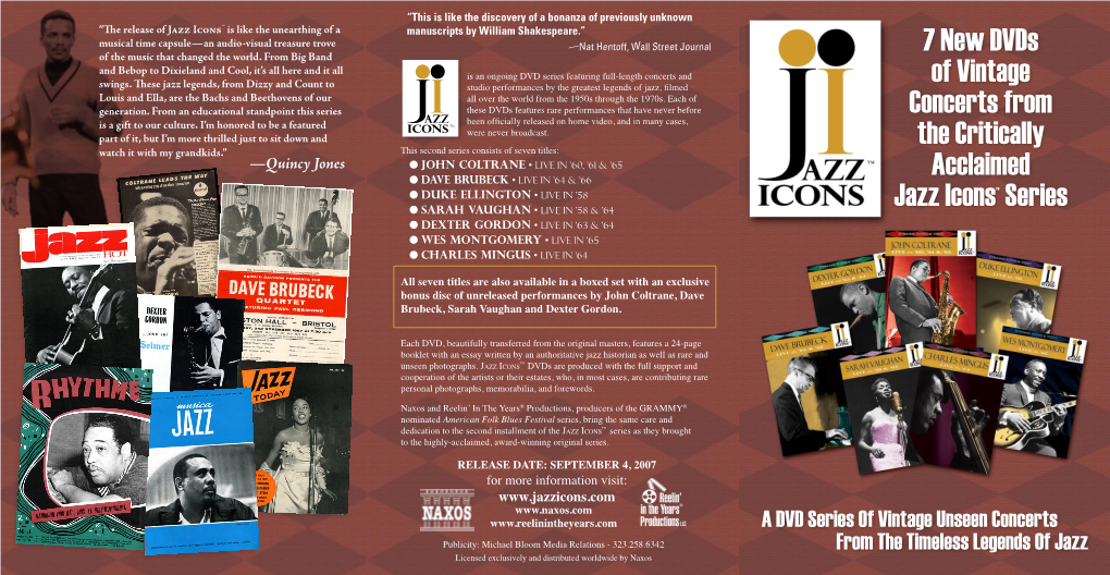 7 New Dvds of Vintage Concerts from the Critically Acclaimed Jazz Icons