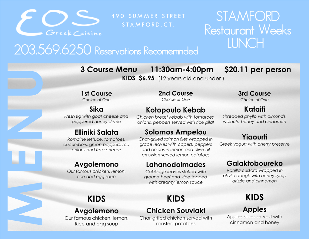 STAMFORD Restaurant Weeks LUNCH