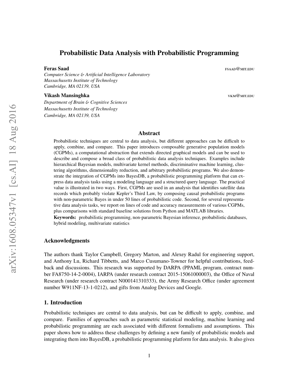 Probabilistic Data Analysis with Probabilistic Programming