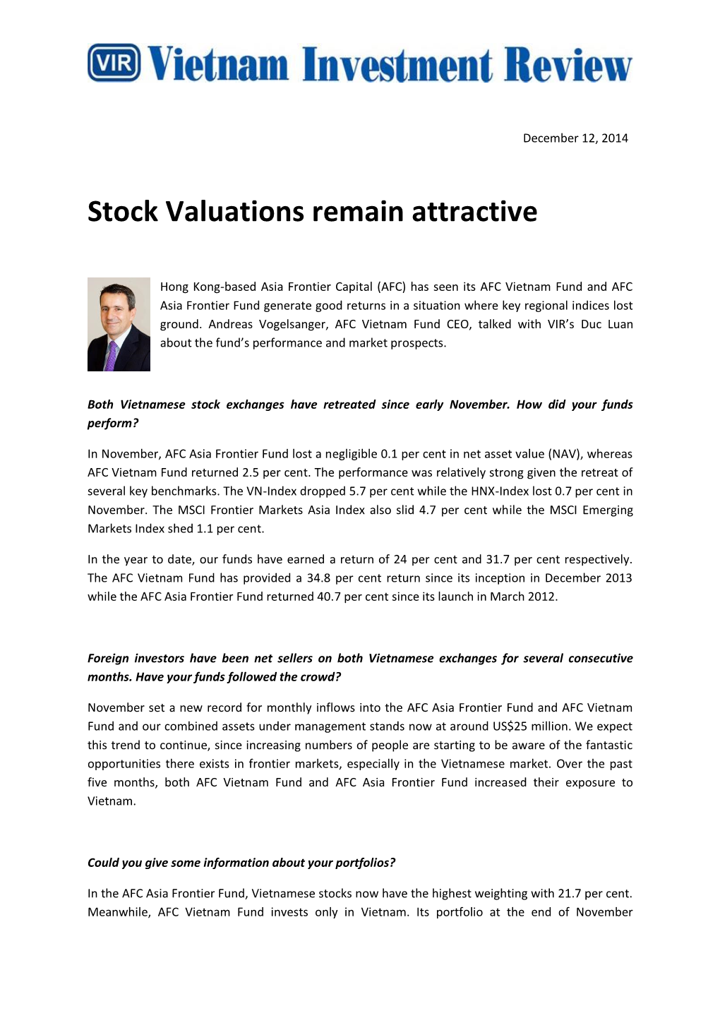 Stock Valuations Remain Attractive