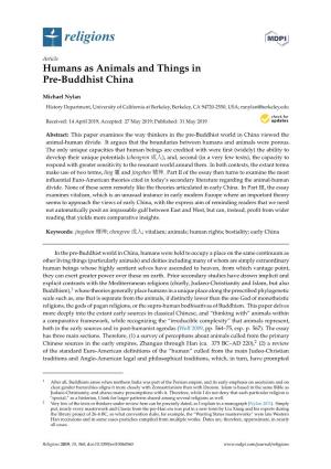 Humans As Animals and Things in Pre-Buddhist China
