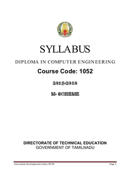 SYLLABUS DIPLOMA in COMPUTER ENGINEERING Course Code: 1052