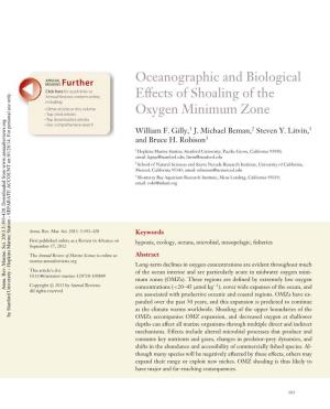 Oceanographic and Biological Effects of Shoaling of the Oxygen Minimum Zone