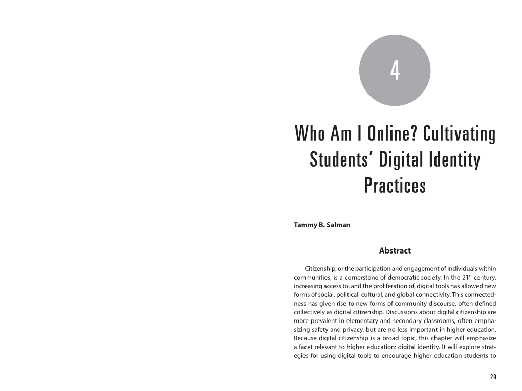 Who Am I Online? Cultivating Students' Digital Identity Practices