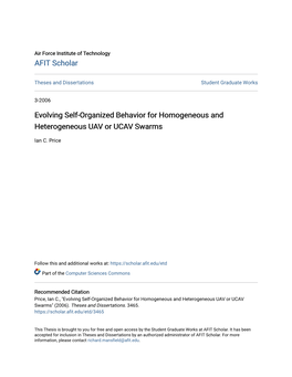 Evolving Self-Organized Behavior for Homogeneous and Heterogeneous UAV Or UCAV Swarms
