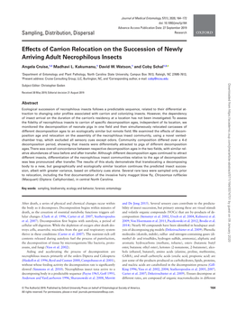 Effects of Carrion Relocation on the Succession of Newly Arriving Adult Necrophilous Insects
