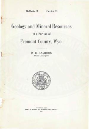 Geology and Niineral Resources Freltiont County, Wyo