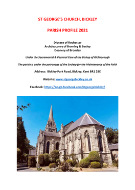 St George's Church, Bickley Parish Profile 2021