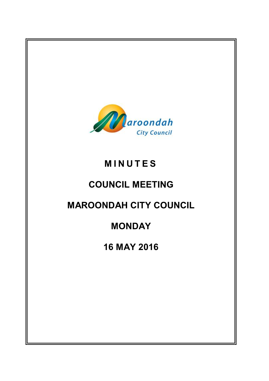 Minutes Council Meeting Maroondah City Council
