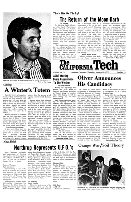CALIFORNIA Volume LXXIV Pasadena, California, Thursday, January 18, 1973 Number 14 ASCIT Meeting