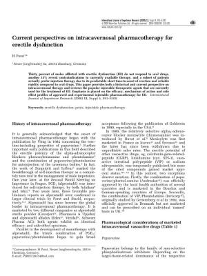 Current Perspectives on Intracavernosal Pharmacotherapy for Erectile Dysfunction