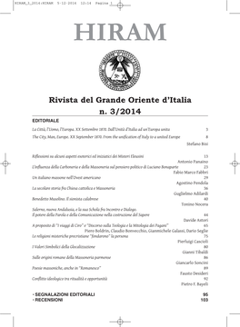 Rivista Del Grande Oriente D'italia N. 3/2014