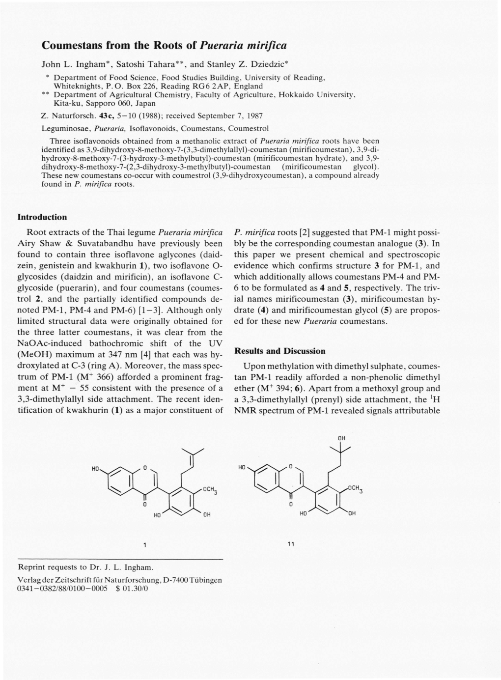 Coumestans from the Roots of Puer Aria Mirifica