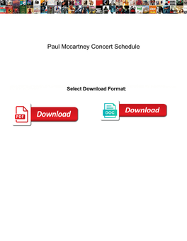 Paul Mccartney Concert Schedule