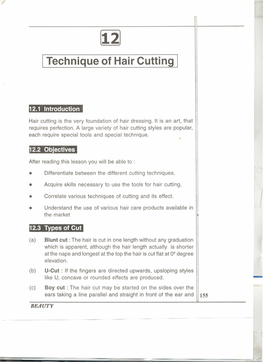 I Technique of Hair Cutting I