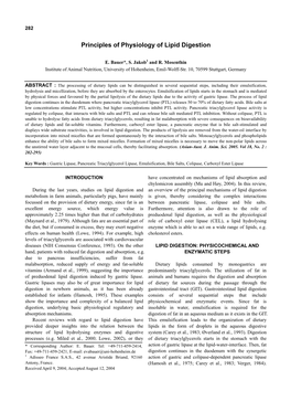 Principles of Physiology of Lipid Digestion