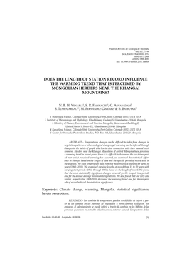 Does the Length of Station Record Influence the Warming Trend That Is Perceived by Mongolian Herders Near the Khangai Mountains?