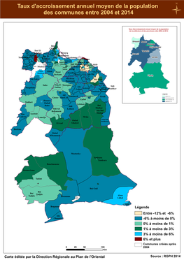 Carte Éditée Par La Direction Régionale Au Plan De L'oriental Source : RGPH 2014