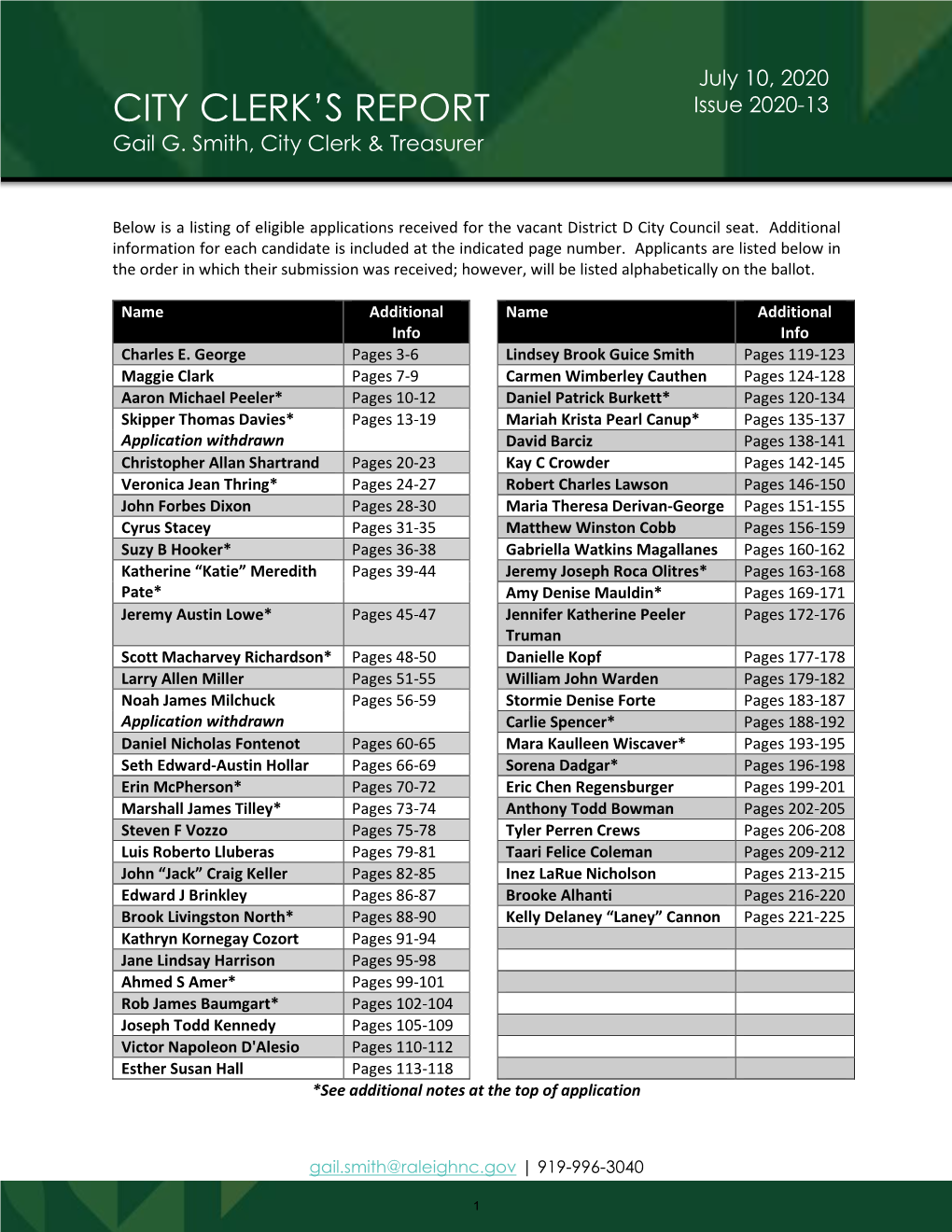 District D Applications Report