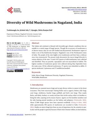 Diversity of Wild Mushrooms in Nagaland, India