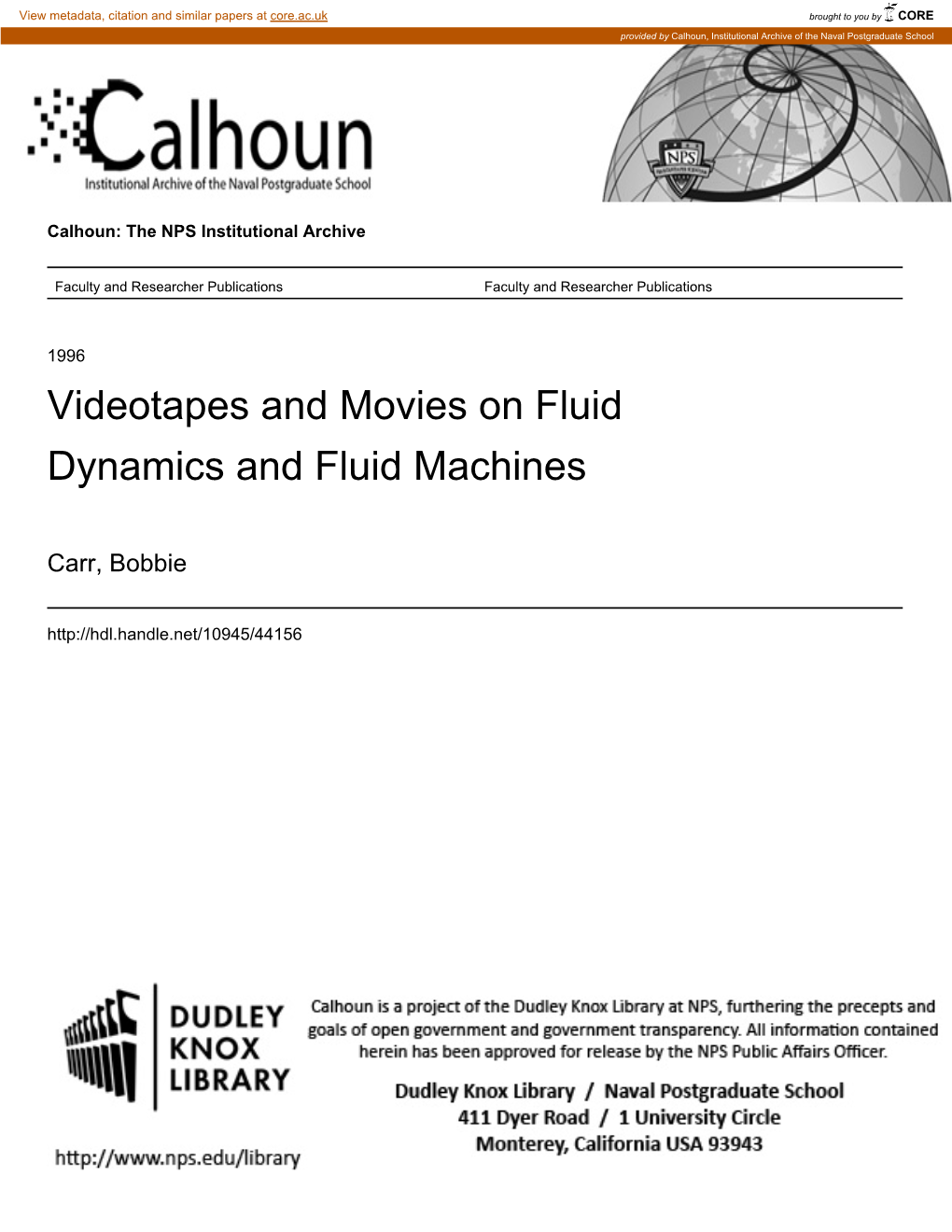 Videotapes and Movies on Fluid Dynamics and Fluid Machines