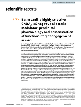 Preclinical Pharmacology and Demonstration of Functional Target Engagement in Man Joerg F