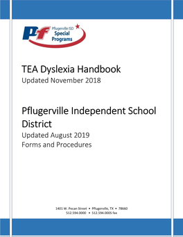 TEA Dyslexia Handbook Updated November 2018