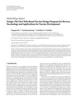 Vaxign: the First Web-Based Vaccine Design Program for Reverse Vaccinology and Applications for Vaccine Development
