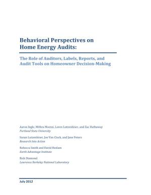 Behavioral Perspectives on Home Energy Audits