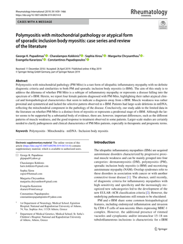 Polymyositis with Mitochondrial Pathology Or Atypical Form of Sporadic Inclusion Body Myositis: Case Series and Review of the Literature