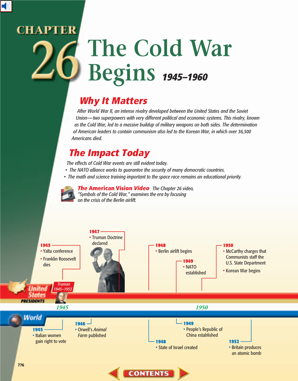 Chapter 26: the Cold War Begins, 1945-1960