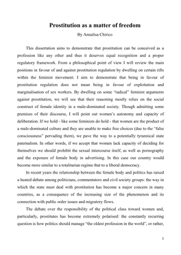 Prostitution As a Matter of Freedom by Annalisa Chirico