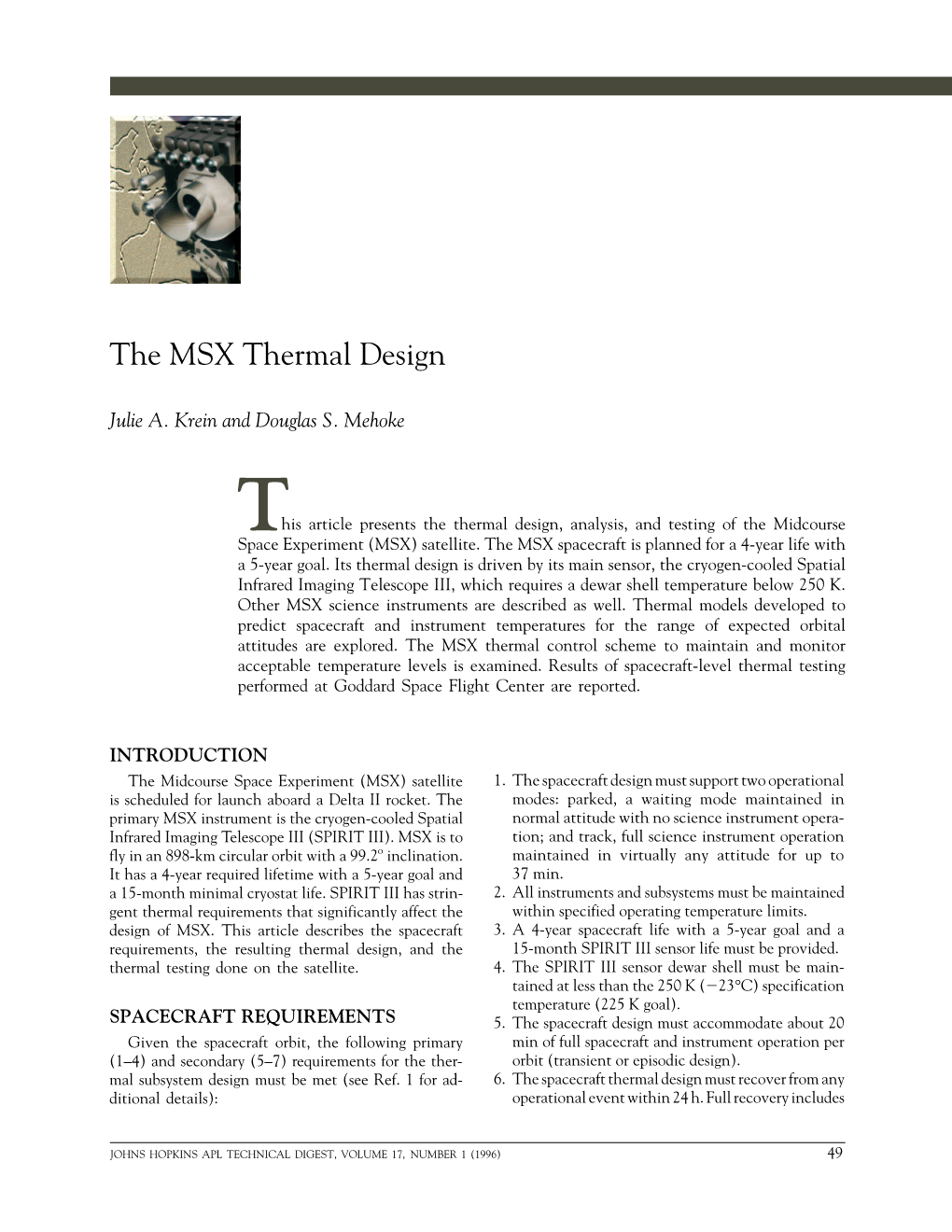 The Msx Thermal Design