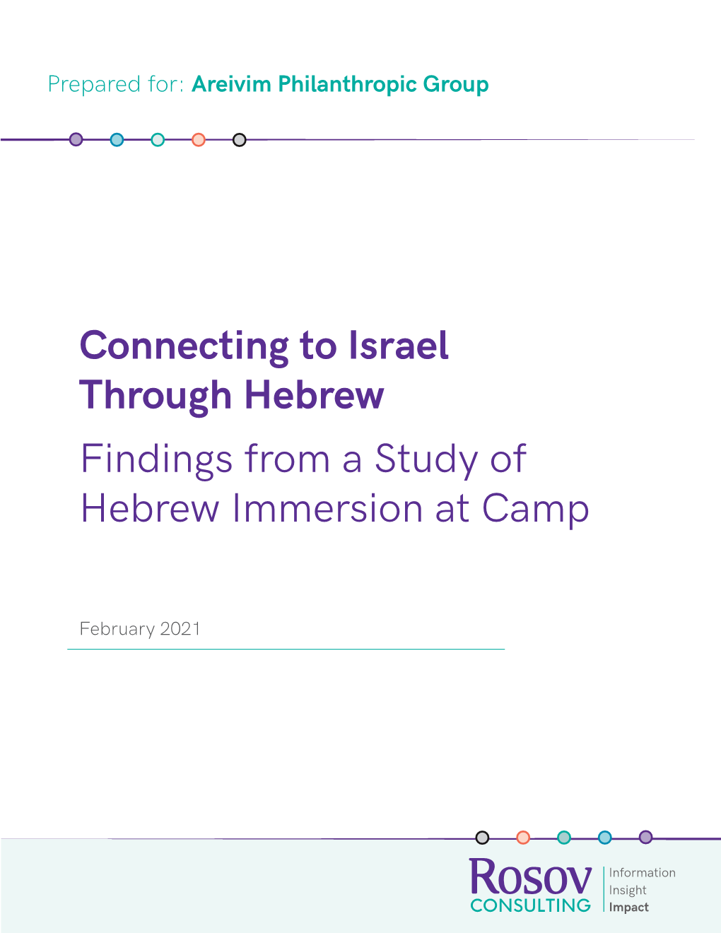 Connecting to Israel Through Hebrew Findings from a Study of Hebrew Immersion at Camp